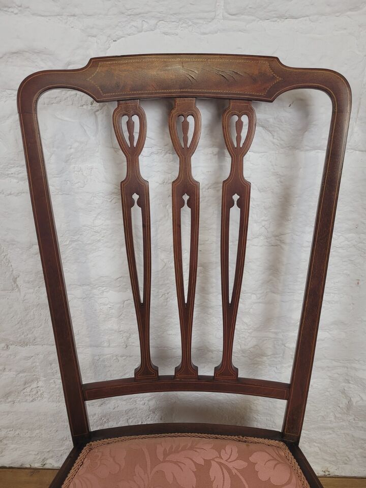 Edwardian Inlaid Accent Chair Heart Backsplat High Back Postage Available