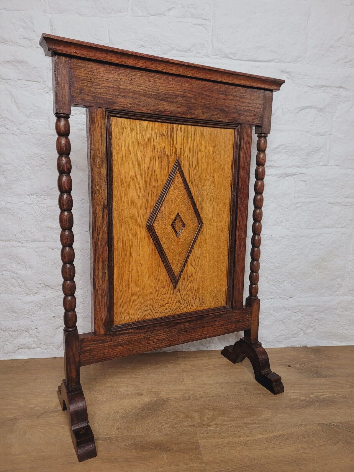 Victorian Fire Screen Carved Diamond 19th Century Oak Postage Available