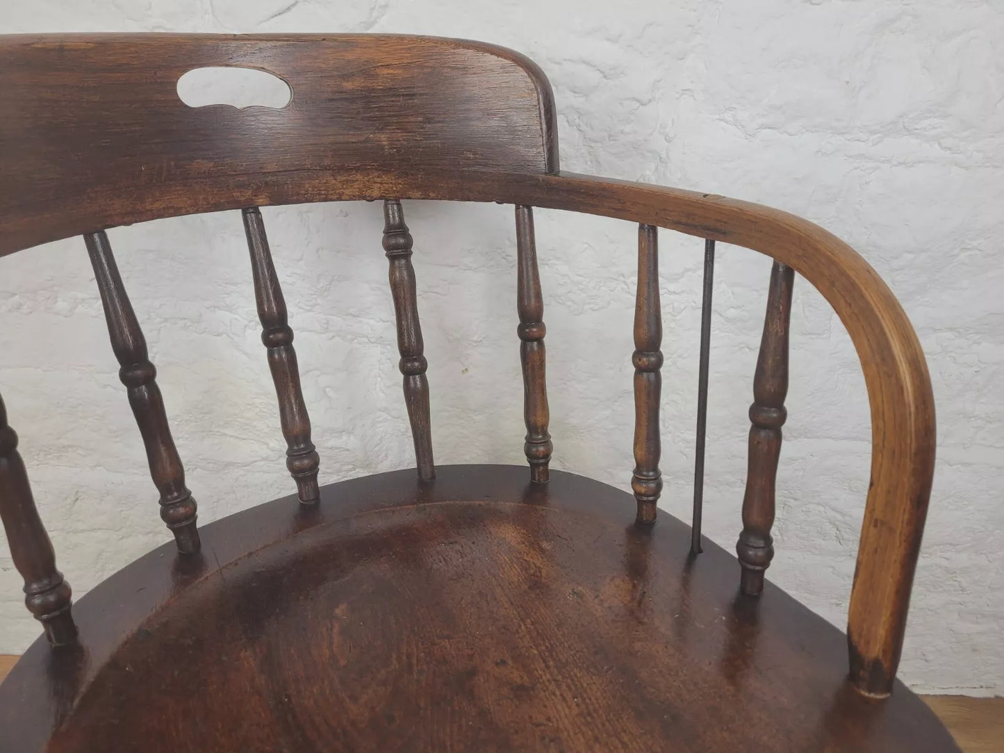 Vintage Office Elbow Chair Mid 20th Century Oak Spindle Back Postage Available