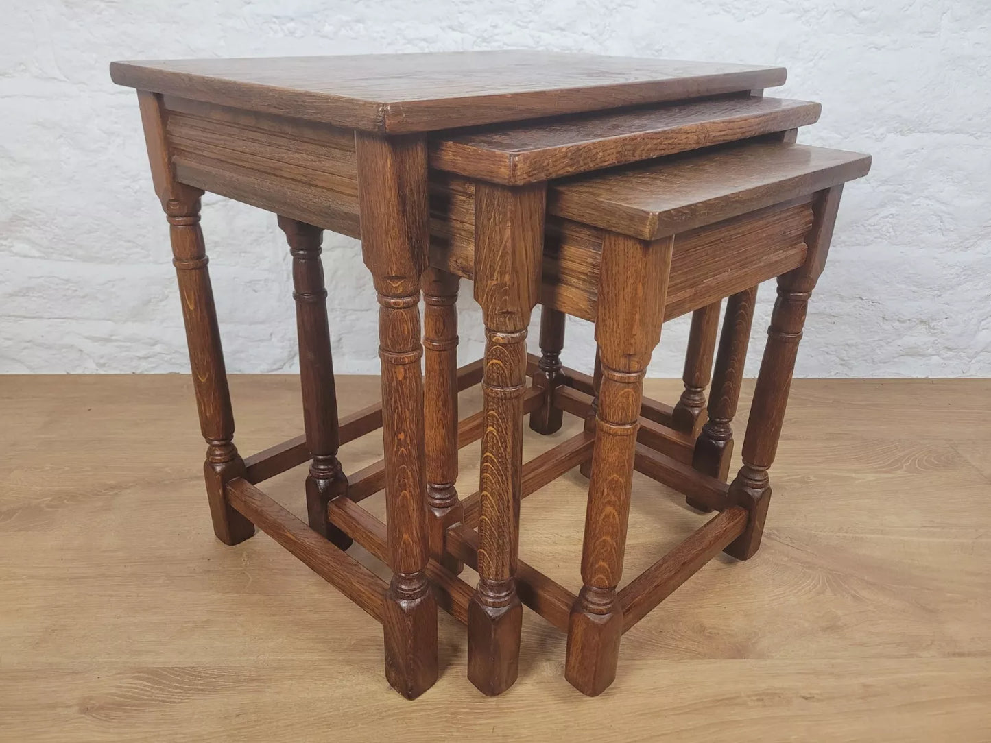 Vintage Nest of Tables Oak Country Rectangular Postage Available