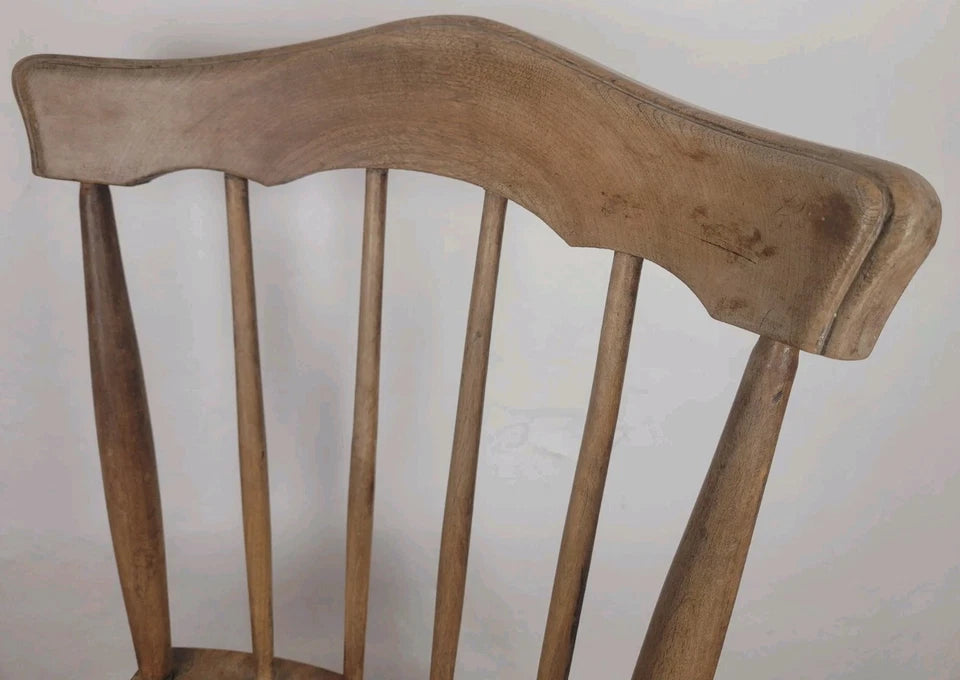 Country Kitchen Chair J.R. Carved Spindle Back 19thC Antique Postage Available