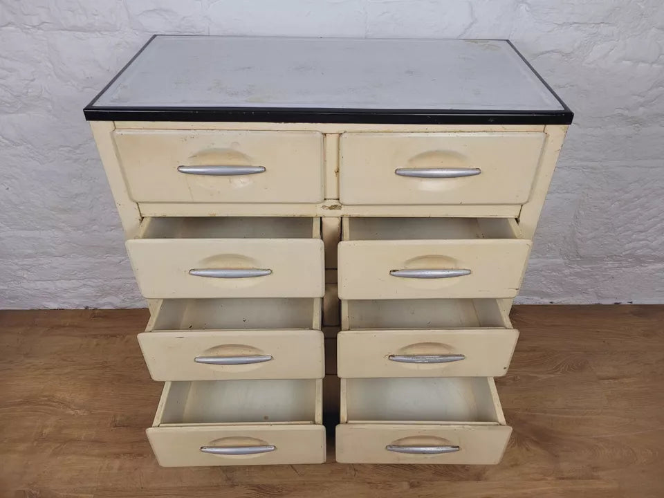 Industrial Metal Tool Cabinet Vintage Drawers Ivory Delivery Available