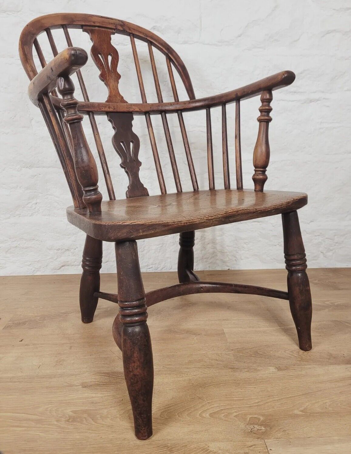 Elm Windsor Armchair Crinoline Splatback Antique 1860s Postage Available