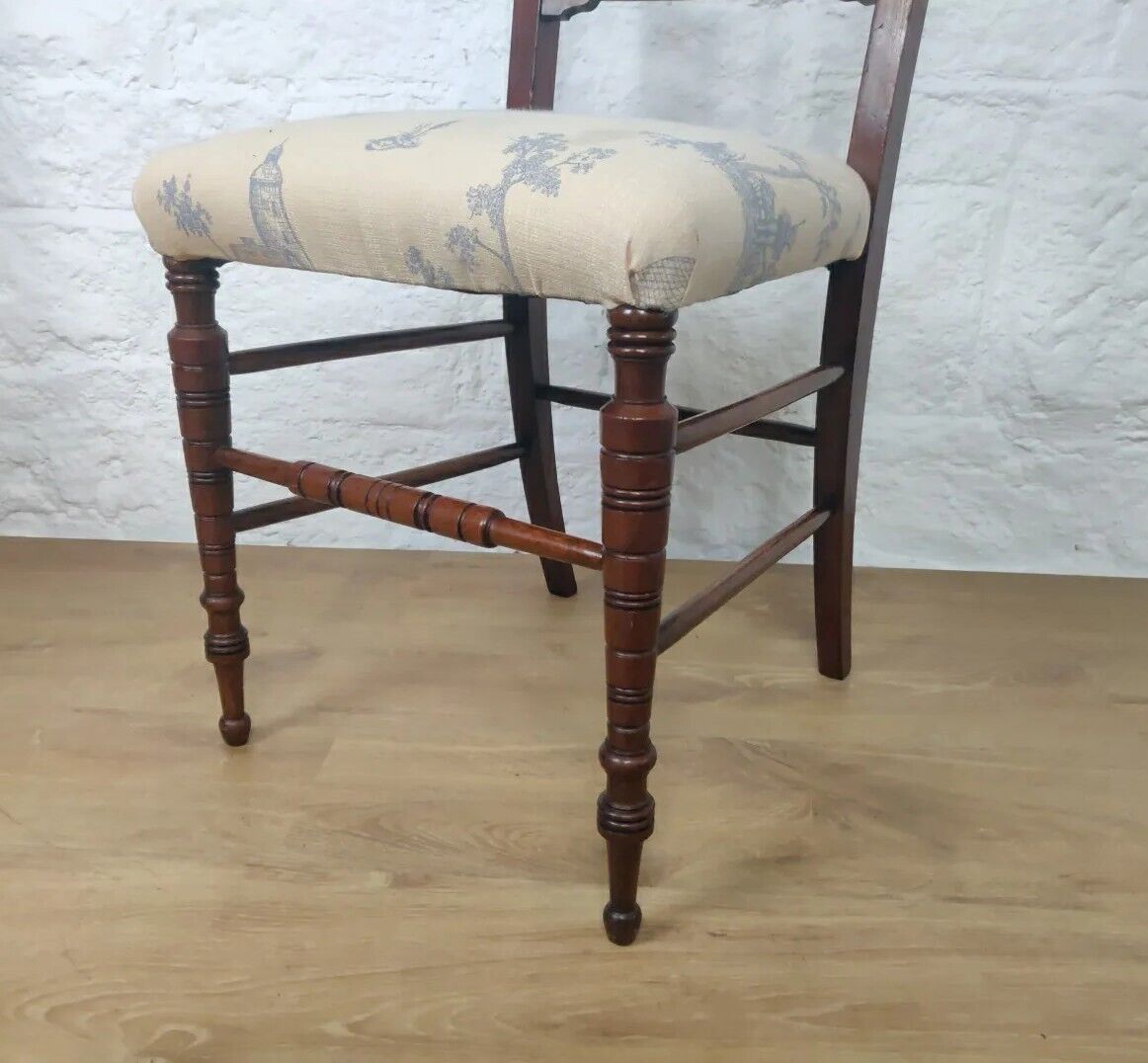 Bedroom Chair Pair Upholstered Turned Victorian Mahogany Postage Available