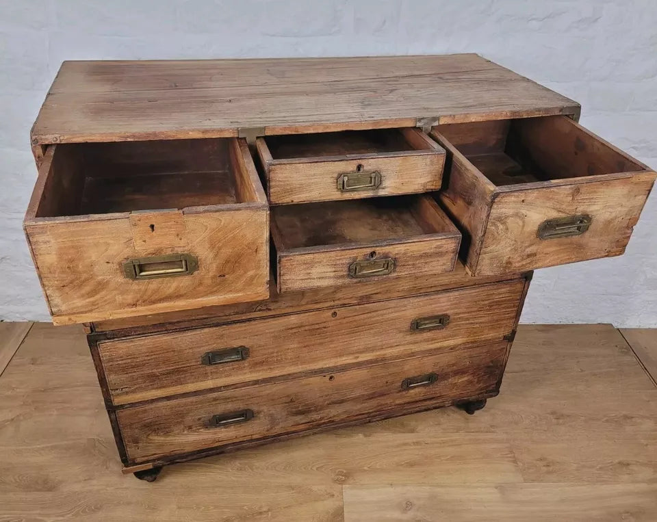 Campaign Chest Of Drawers Camphor 20th Century Brass Handles Delivery Available