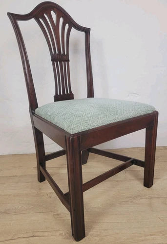 George III Dining Chairs Pair 19thC Carved Leaf Upholstered Postage Available