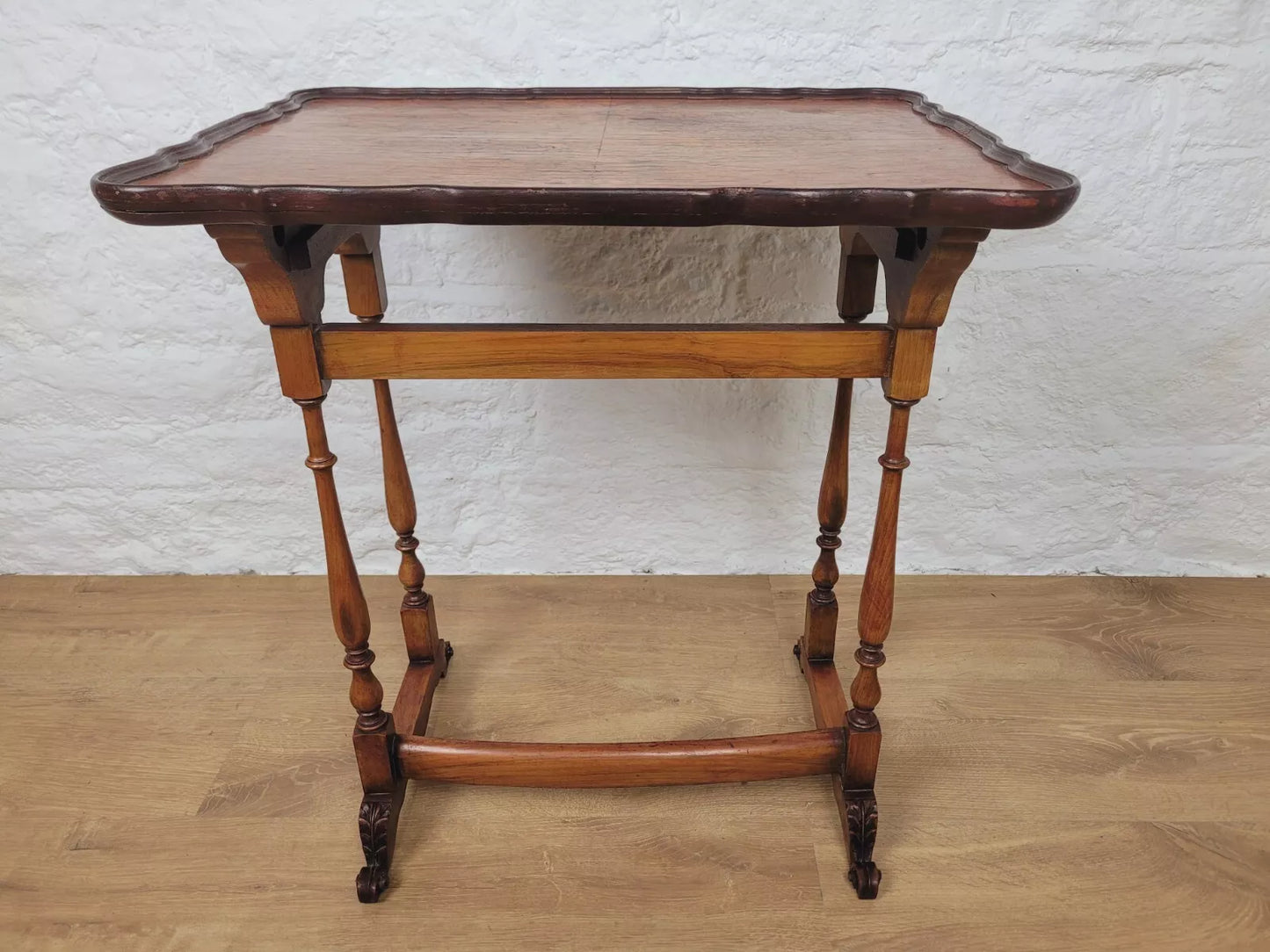 Victorian Side Table Scalloped Edge Carved Foliage Mahogany Postage Available