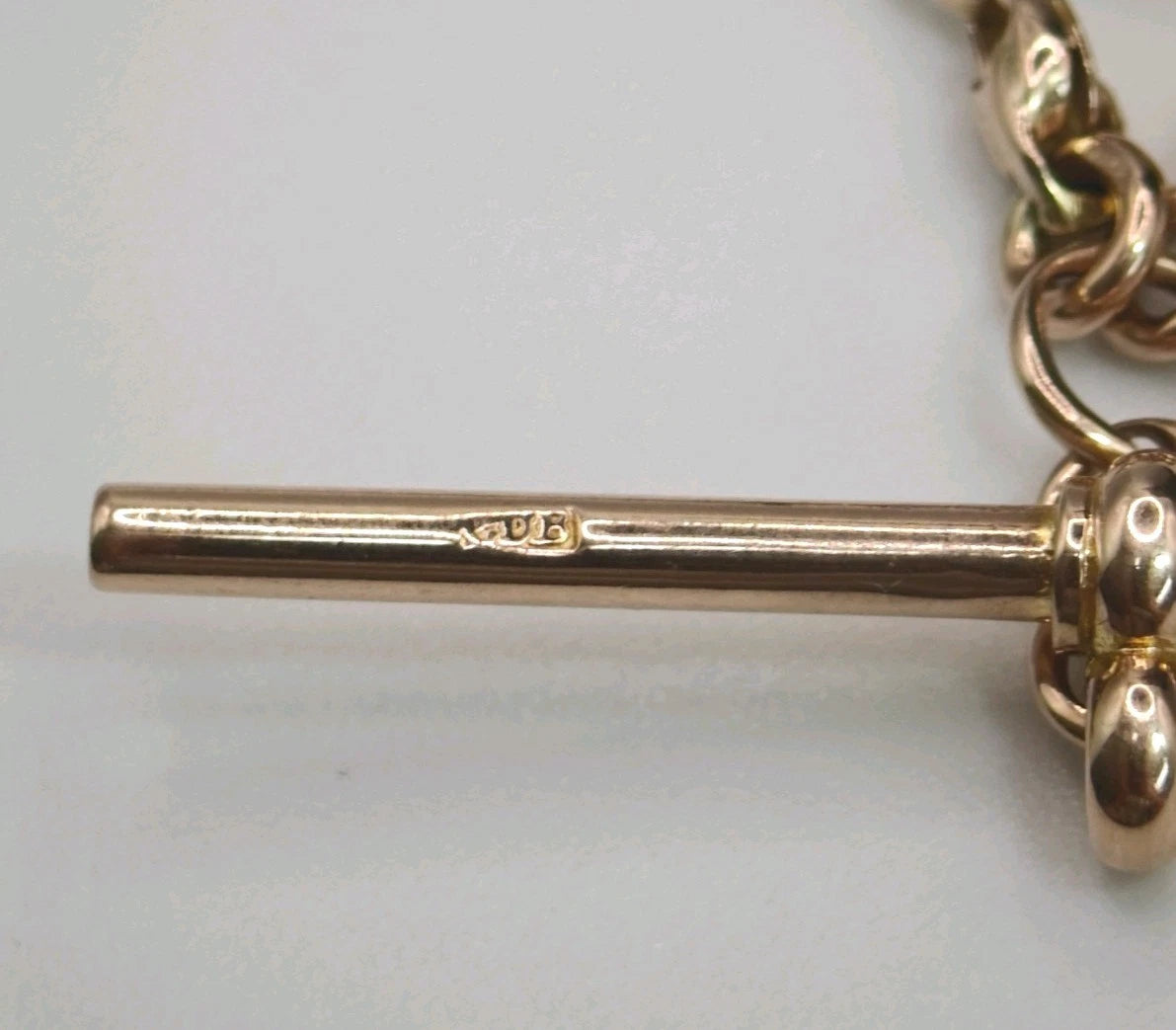9ct Gold Albert Necklace T-Bar Victorian Charles Daniel Broughton 16.5" Postage