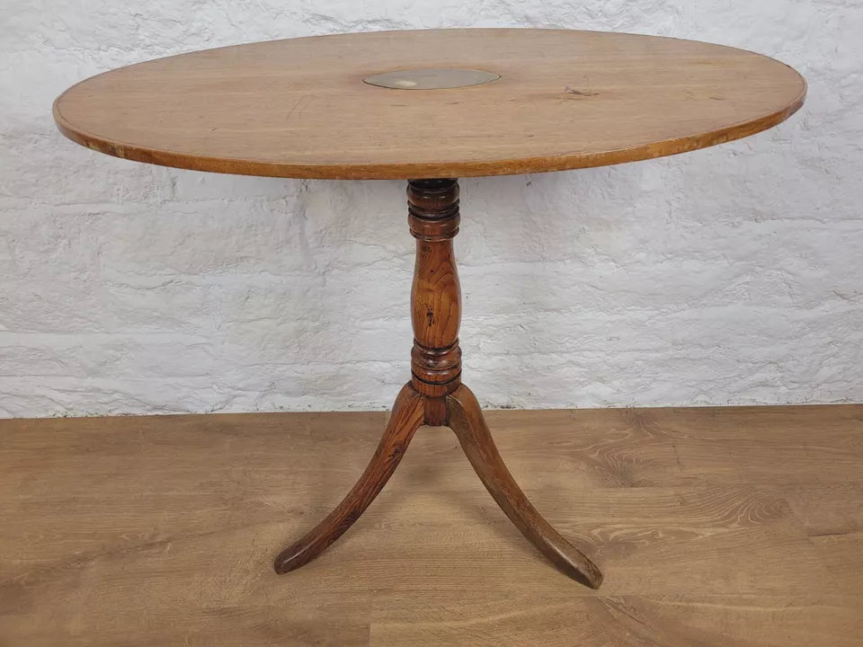 Tripod Tilt Top Table Oval Brass Inset 19th Century Mahogany Postage Available