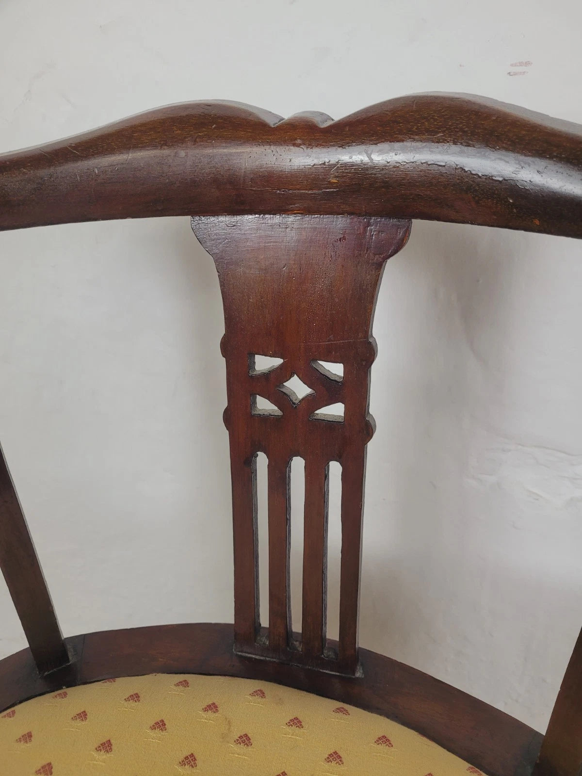 Edwardian Bedroom Elbow Chair Cushion Pierced Back Upholstered Postage Available