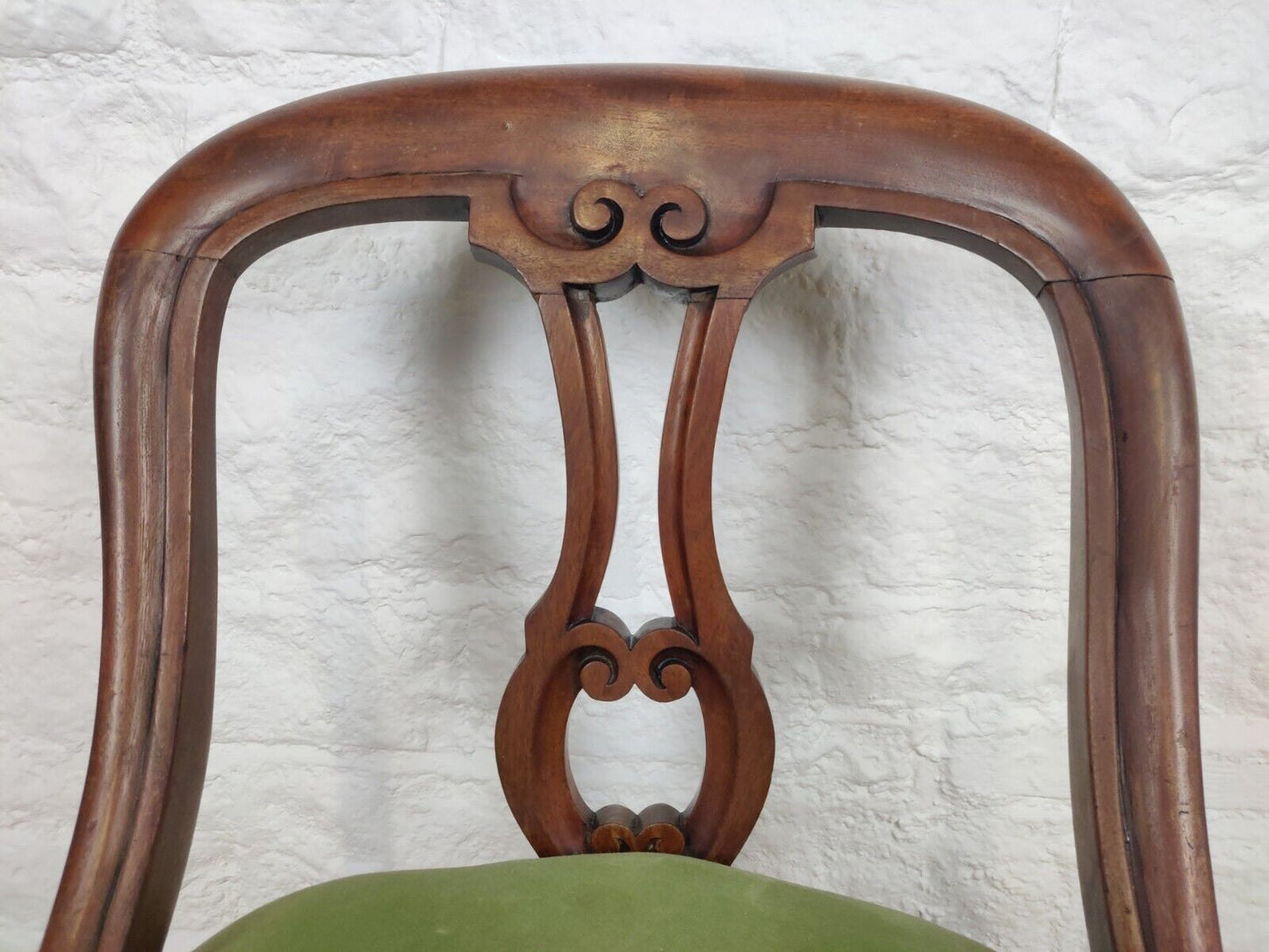 Balloon Back Dining Chair Castors Antique Mahogany Green Postage Available