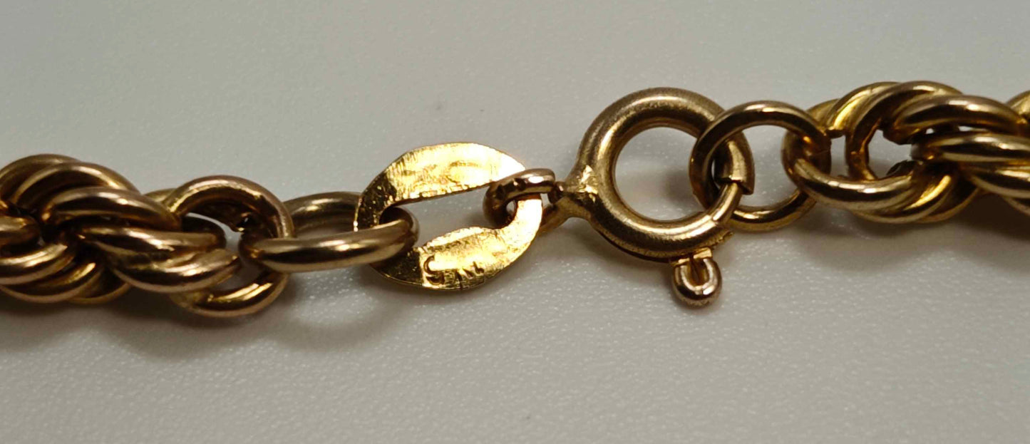 9ct Rose Gold Rope Chain Necklace 29.5 inch 26.5g - Hallmarked 375