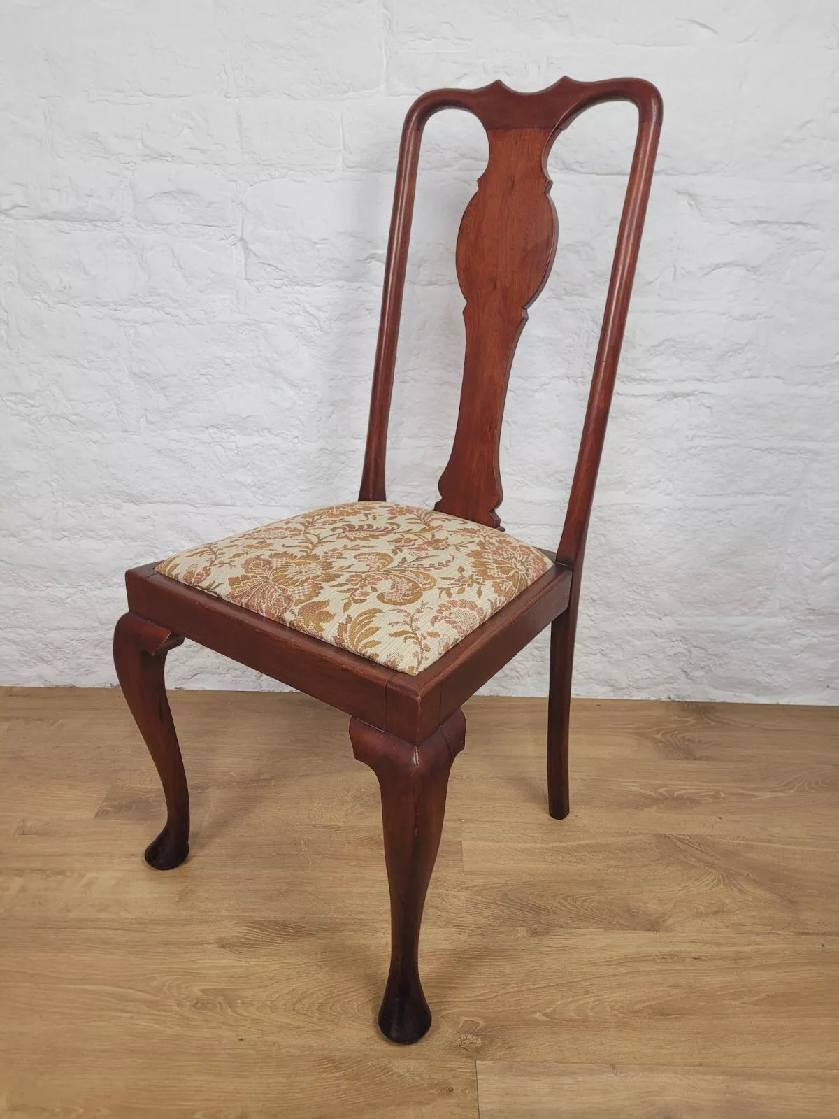 Victorian Dining Chairs Pair Upholstered Floral Queen Anne Postage Available