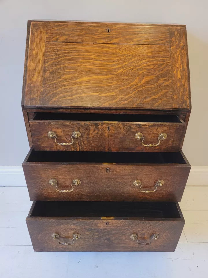 Writing Bureau Desk English Oak Fall Front Antique Country Delivery Available