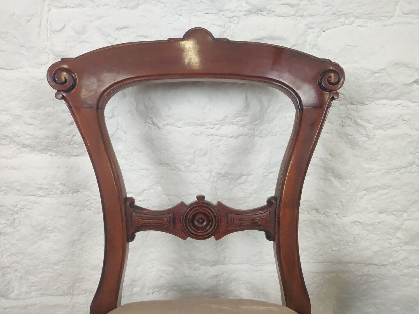 James Reilly Dining Chairs Pair Bulls-eye Ornate 19thC English Postage Available