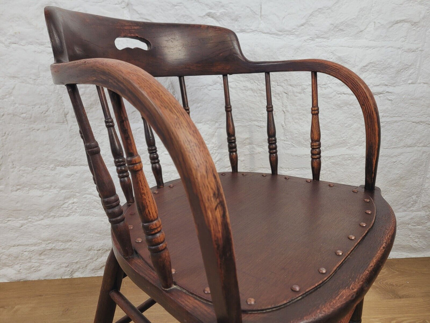 Spindle Back Elbow Chair Edwardian Oak Postage Available