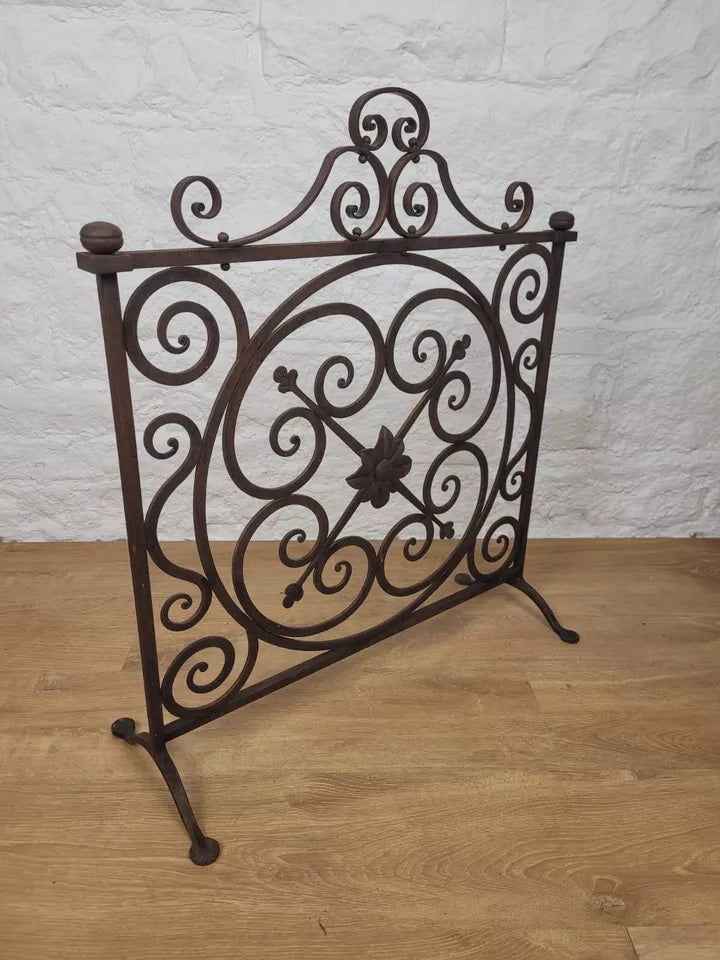 Victorian Fire Screen Fireguard Wrought Iron Floral 19th Century Postage Available