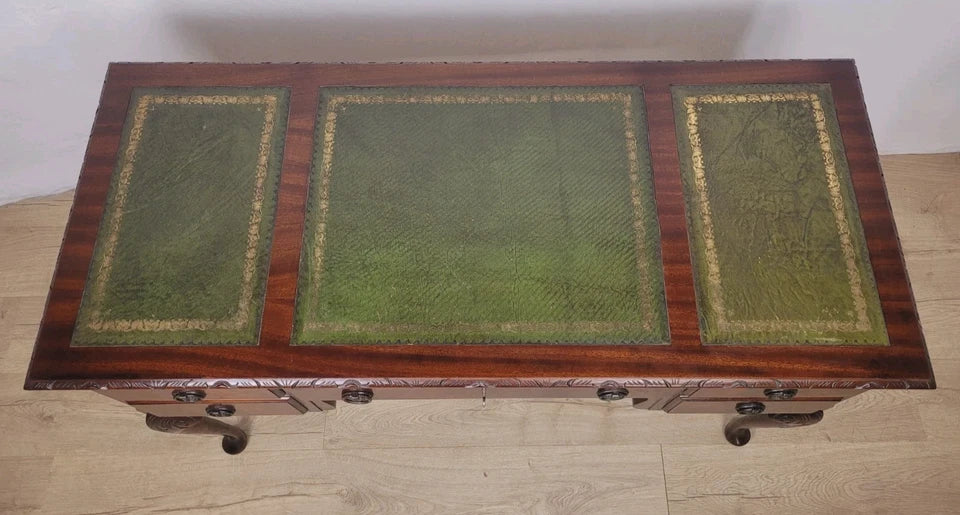 Vintage Writing Desk Leather Gilt Top Mahogany With Key Delivery Available