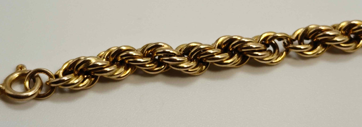 9ct Rose Gold Rope Chain Necklace 29.5 inch 26.5g - Hallmarked 375