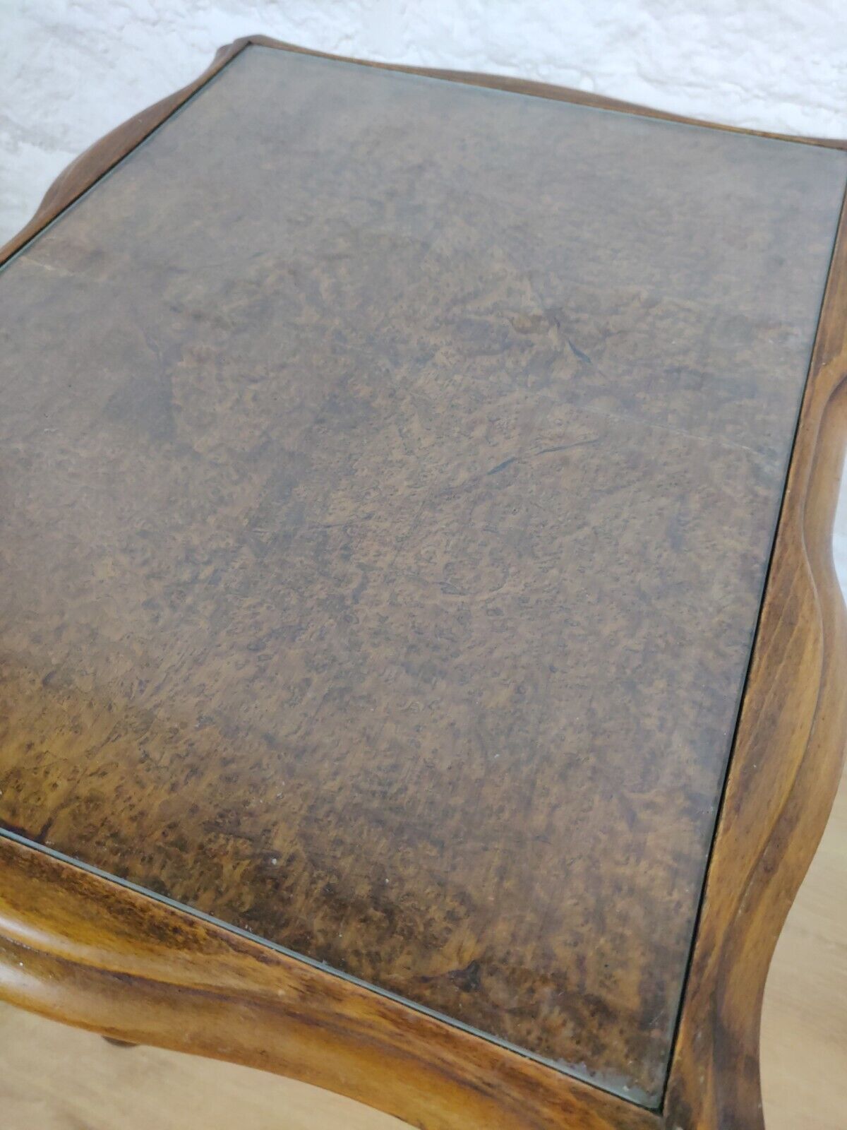 Walnut Glass Side Table Queen Anne Legs Postage Available