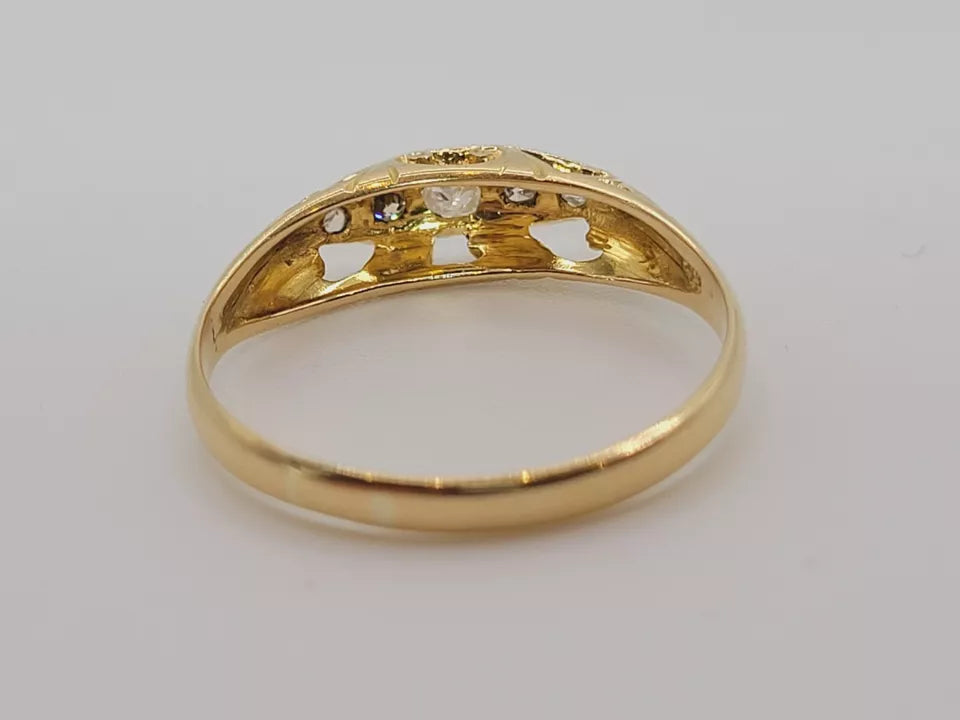 Gold Five Diamond Ring 18ct Edwardian Postage Available