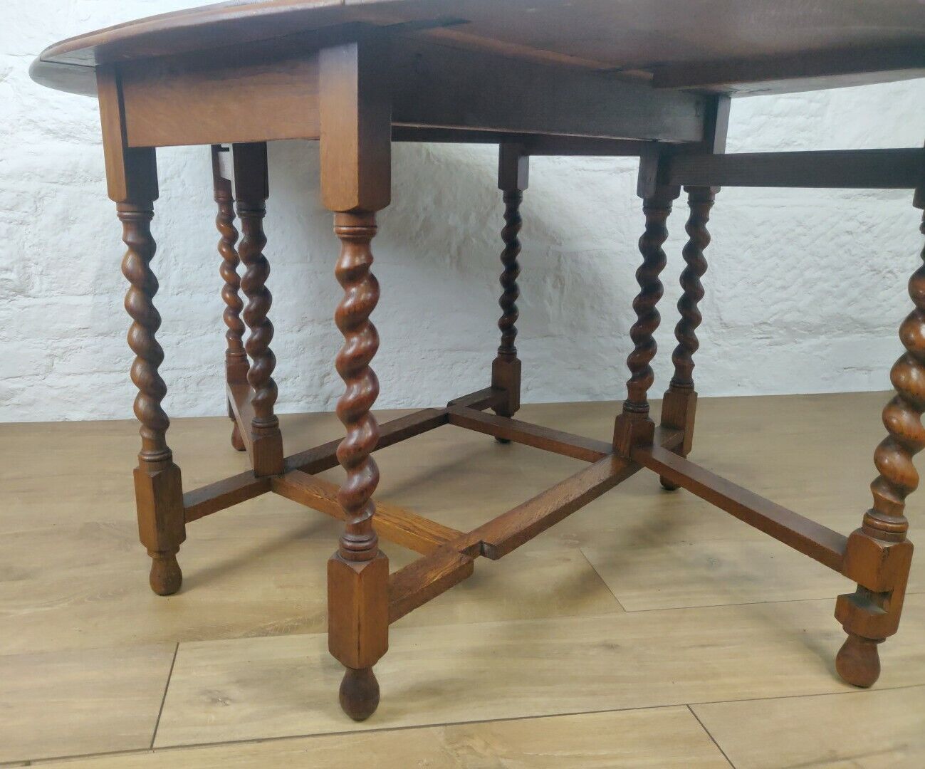 Barley Twist Table Gate Leg Oak Large Circular Victorian Delivery Available