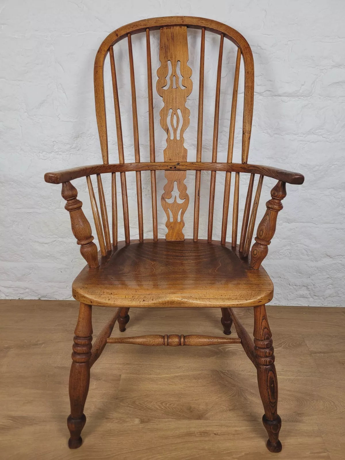 Victorian Windsor Armchair Pierced Splatback Oak Antique 1860s Postage Available