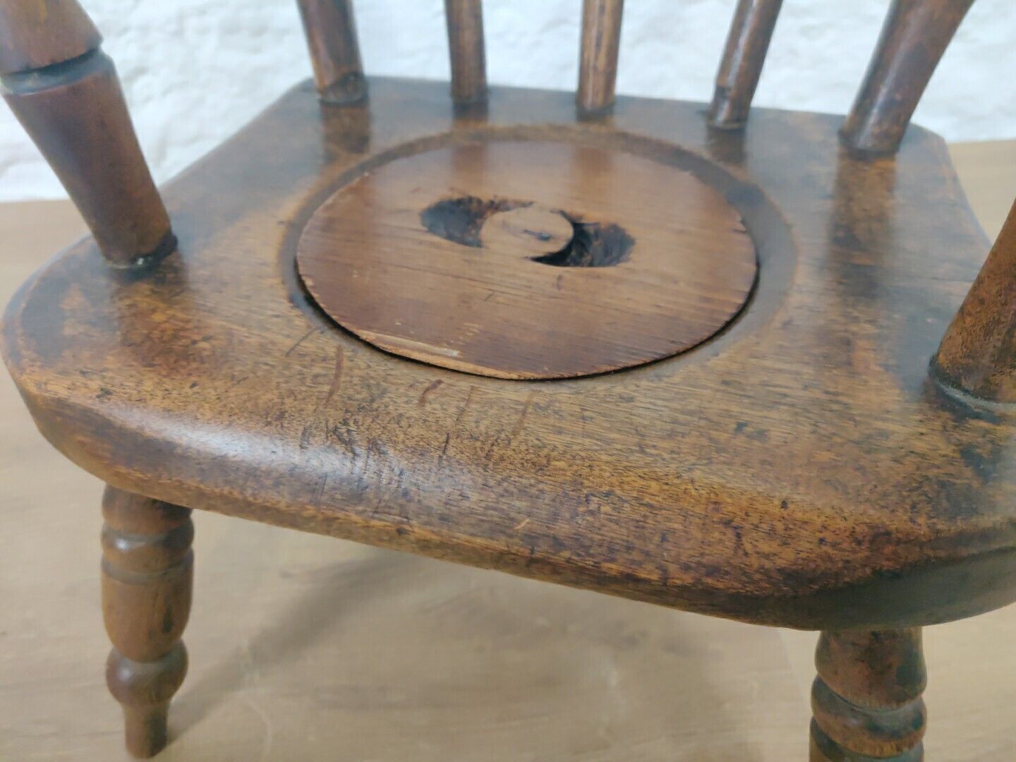 Child's Potty Armchair Victorian Elm Spindle Back Lid Postage Available