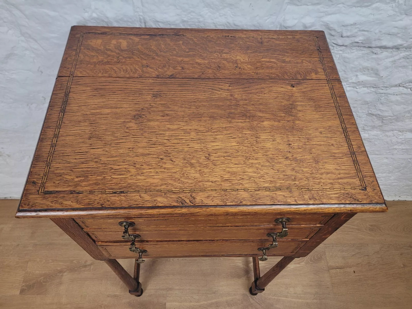 Edwardian Collectors Cabinet Inlaid Oak Graduating Drawers Delivery Available