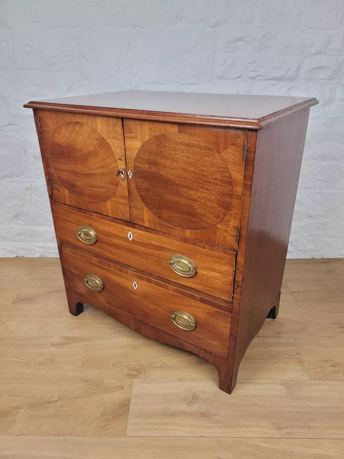 George III Inlaid Cabinet Drawers Lockable Mahogany Country Delivery Available