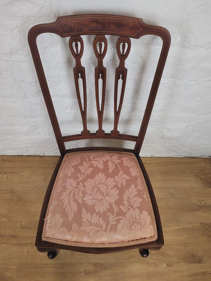 Edwardian Inlaid Accent Chair Heart Backsplat High Back Postage Available