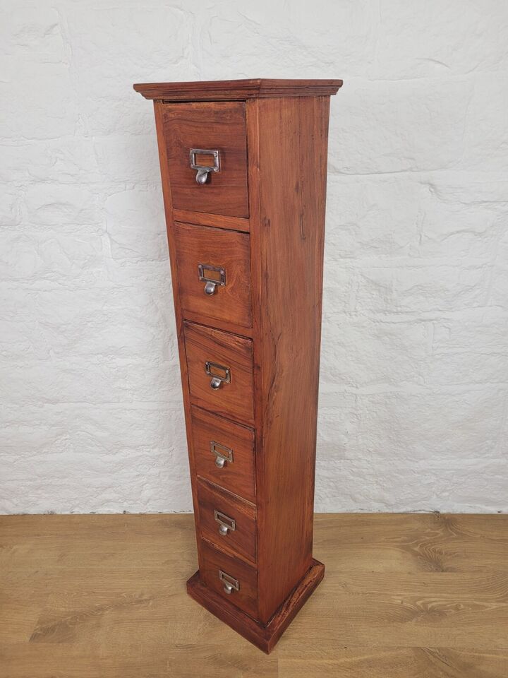 Vintage Filing Cabinet 6 Drawers Storage Tall Mahogany Postage Available