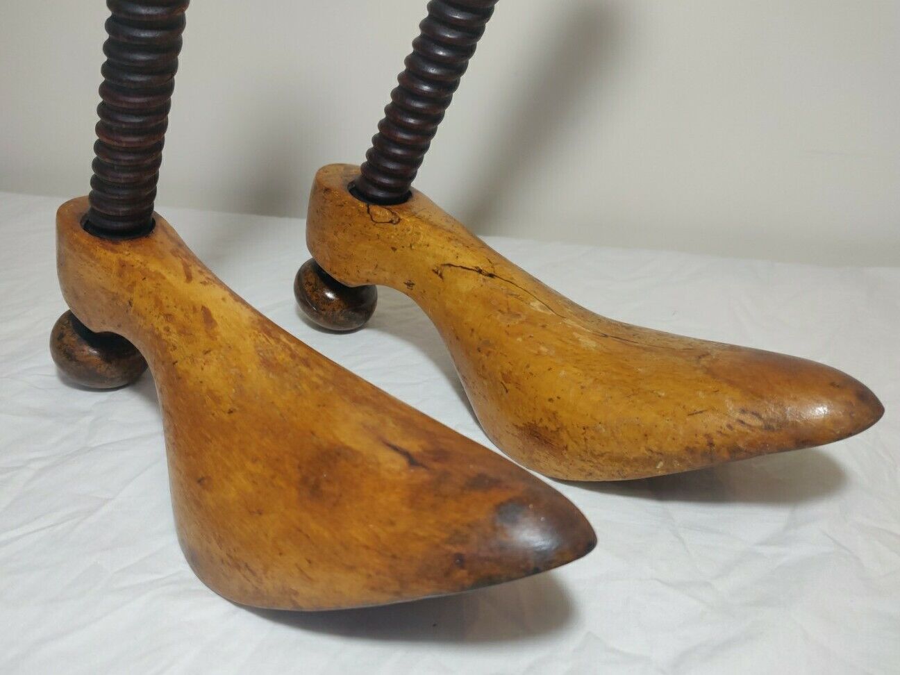 Vintage Turnable Shoe Tree Last Set Original Oak Postage Available