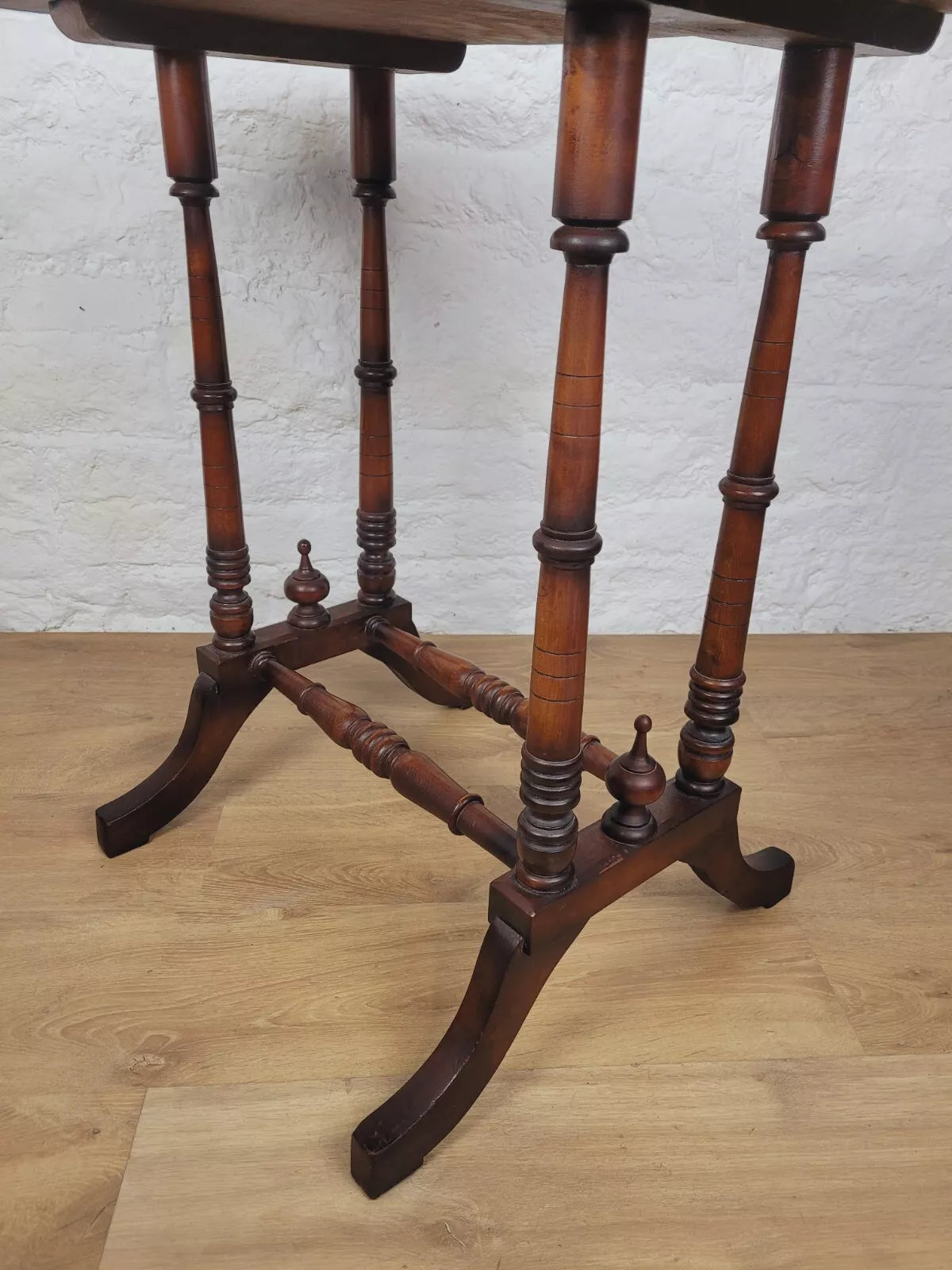 Victorian Occasional Table Carved Finials 19thC Mahogany Postage Available