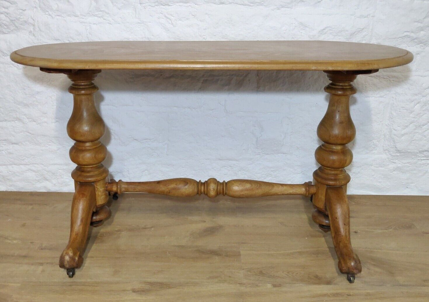 Victorian Oval Window Table Beech Baluster Supports Postage Available