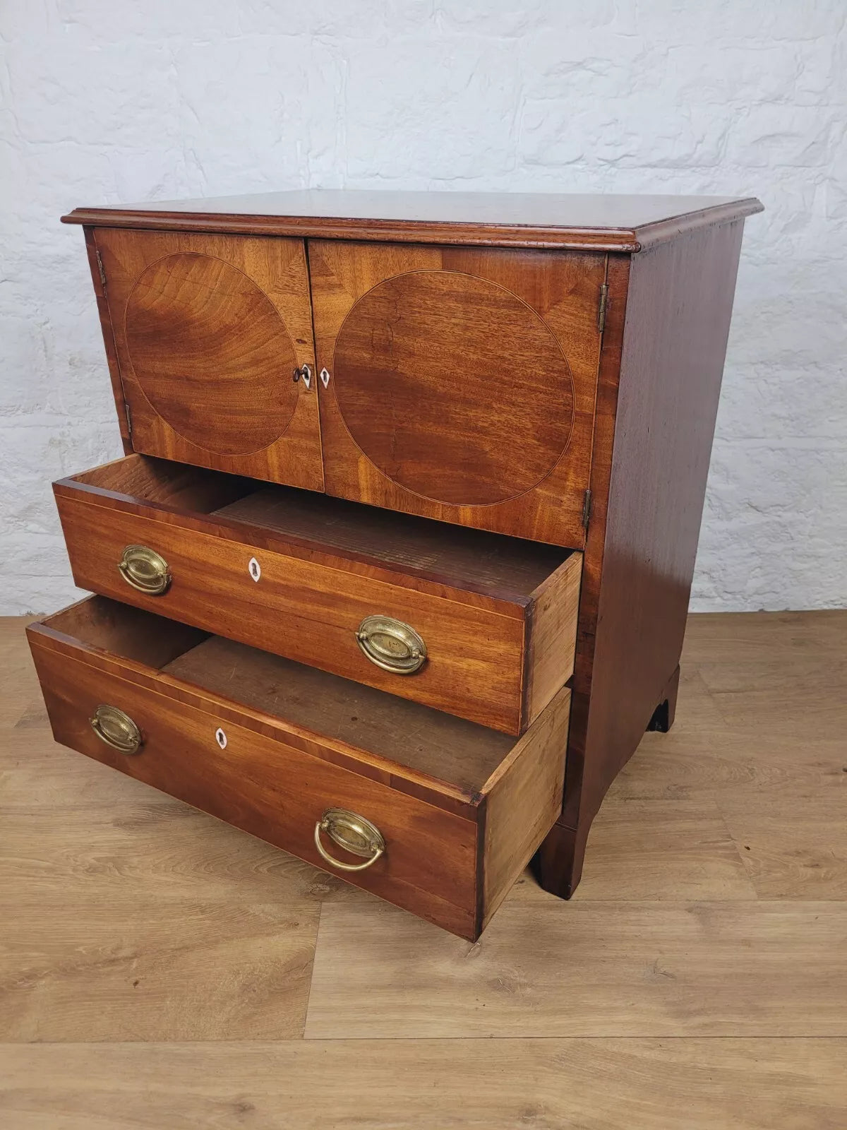 George III Inlaid Cabinet Drawers Lockable Mahogany Country Delivery Available