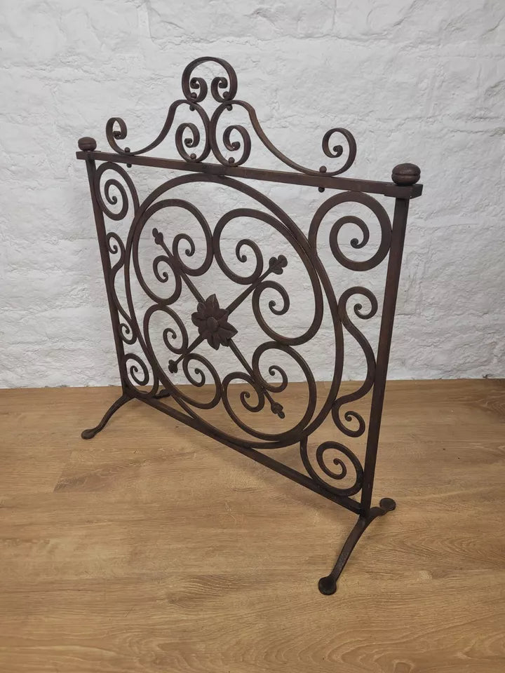 Victorian Fire Screen Fireguard Wrought Iron Floral 19th Century Postage Available