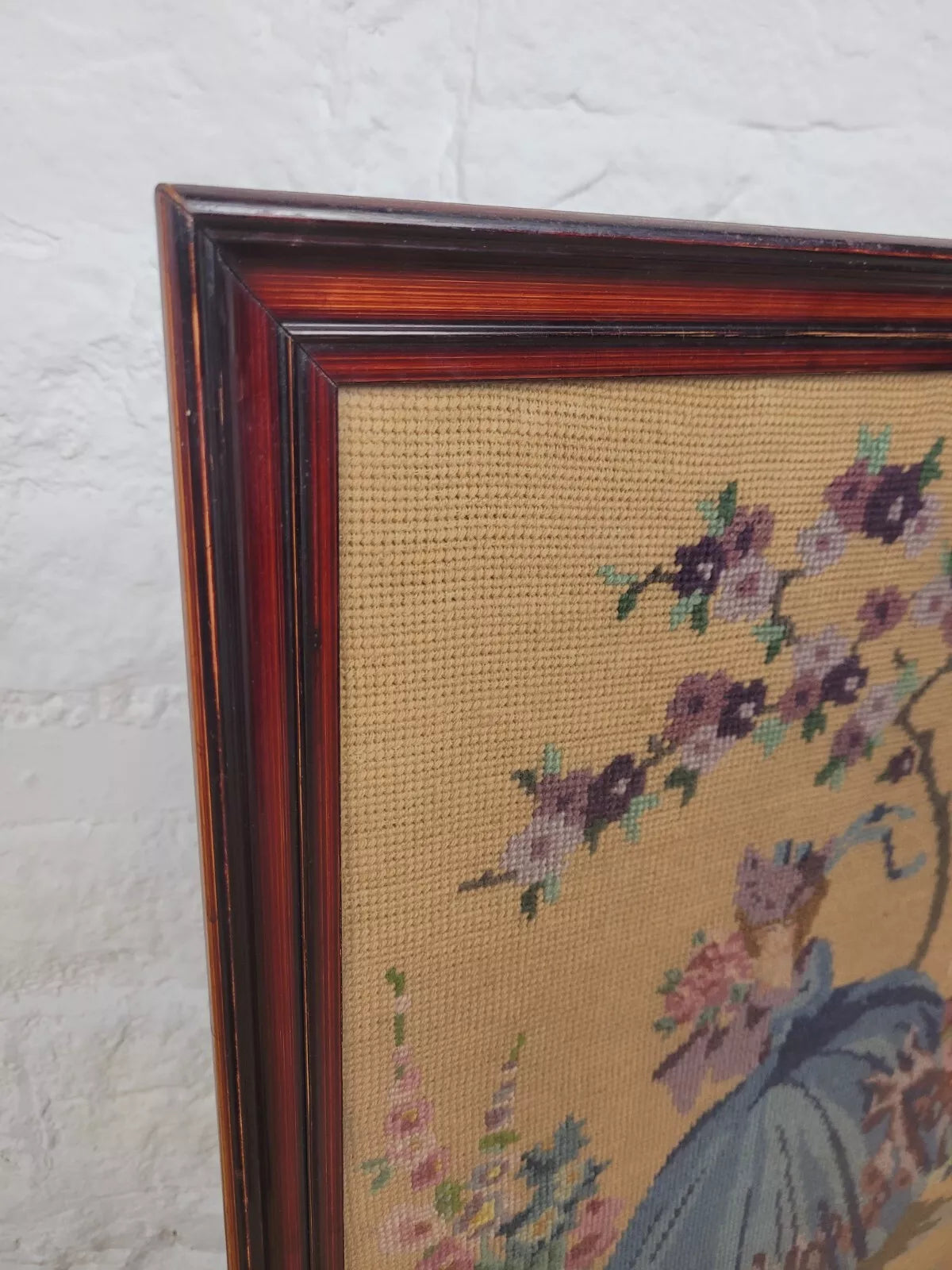 Victorian Fire Screen Needlepoint Lady 19th Century Mahogany Postage Available