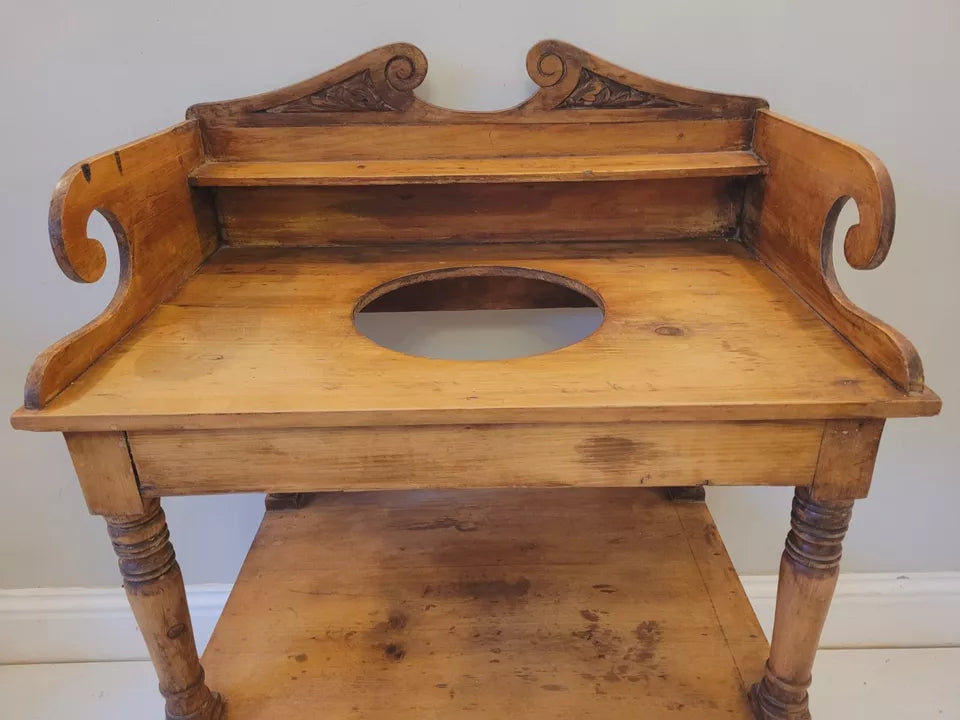 Pine Wash Stand Victorian Carved English 19th Century Country Delivery Available