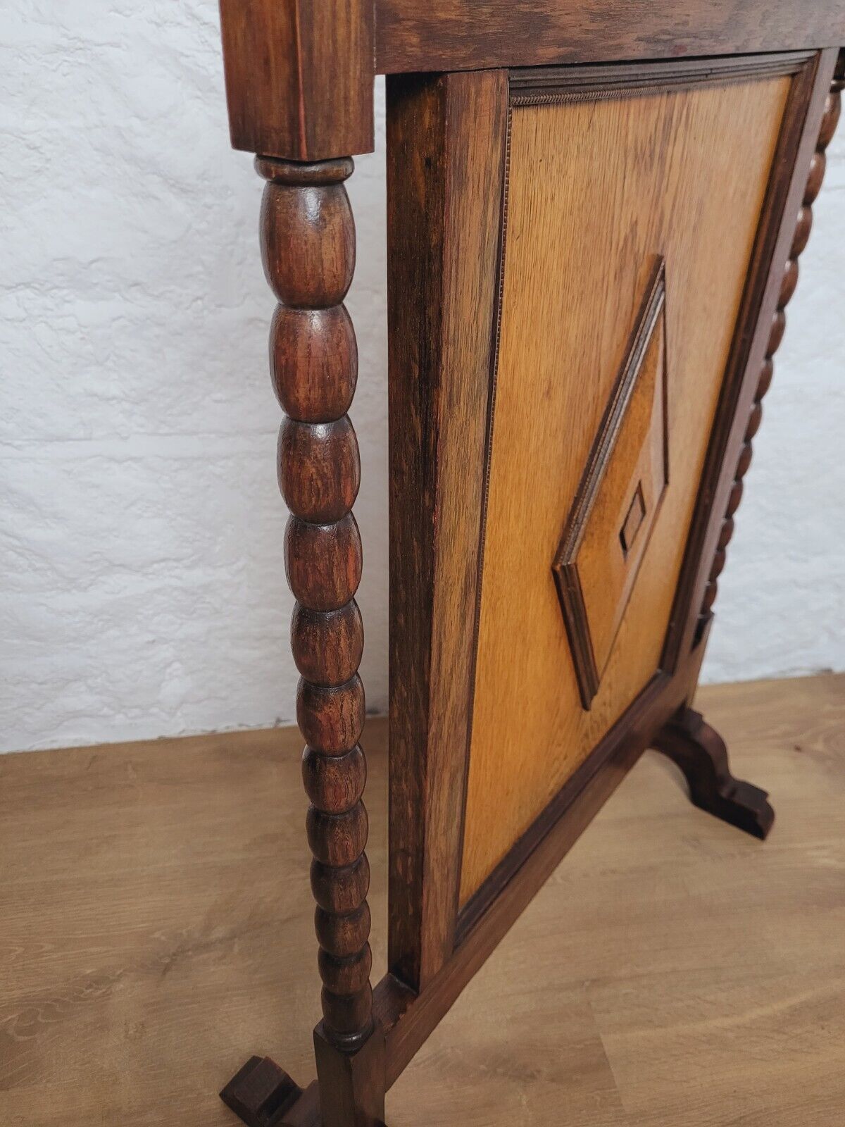 Victorian Fire Screen Carved Diamond 19th Century Oak Postage Available