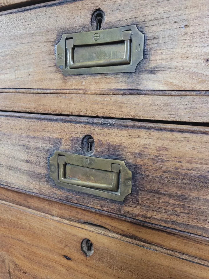 Campaign Chest Of Drawers Camphor 20th Century Brass Handles Delivery Available