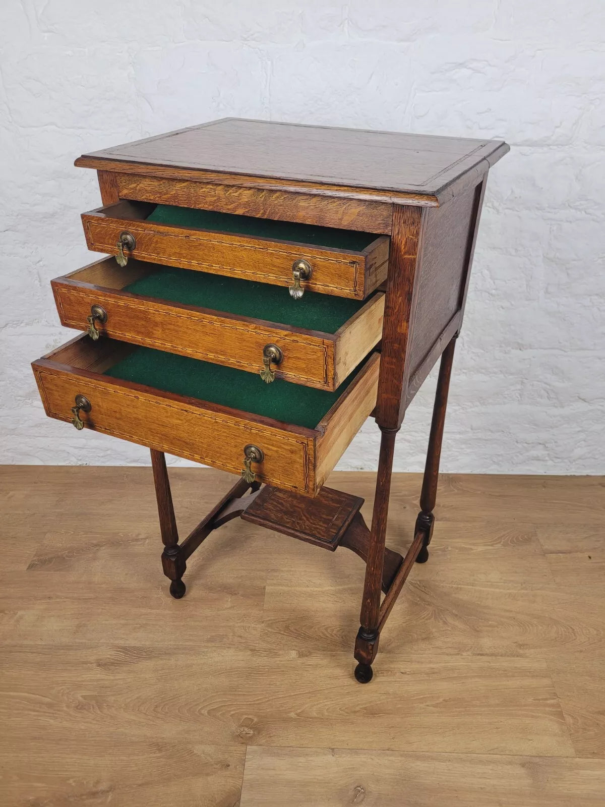 Edwardian Collectors Cabinet Inlaid Oak Graduating Drawers Delivery Available