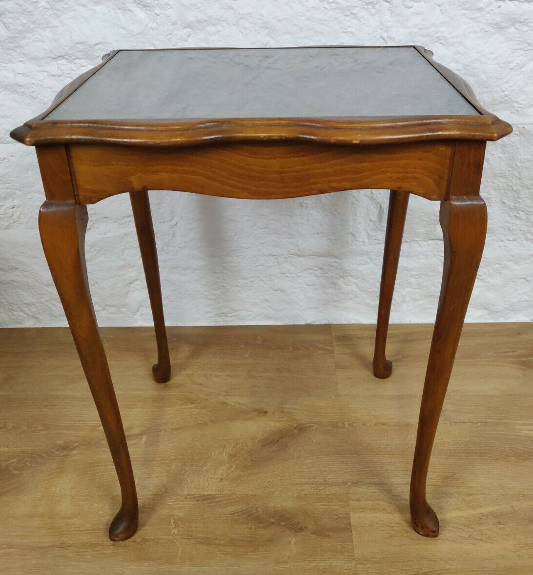 Walnut Glass Side Table Queen Anne Legs Postage Available