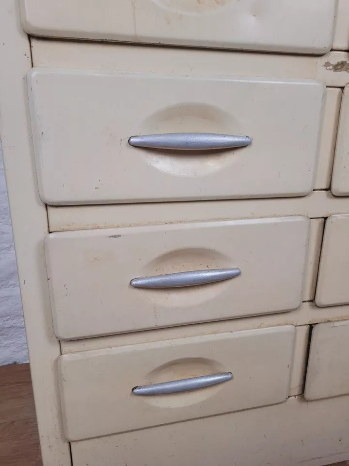 Industrial Metal Tool Cabinet Vintage Drawers Ivory Delivery Available