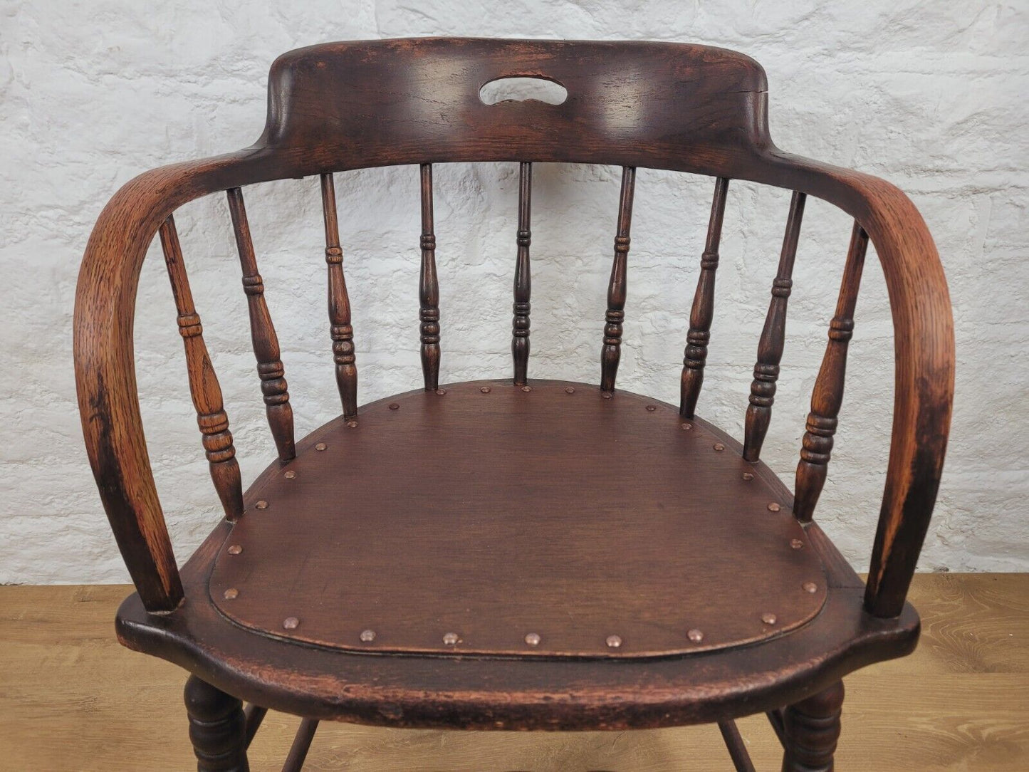 Spindle Back Elbow Chair Edwardian Oak Postage Available