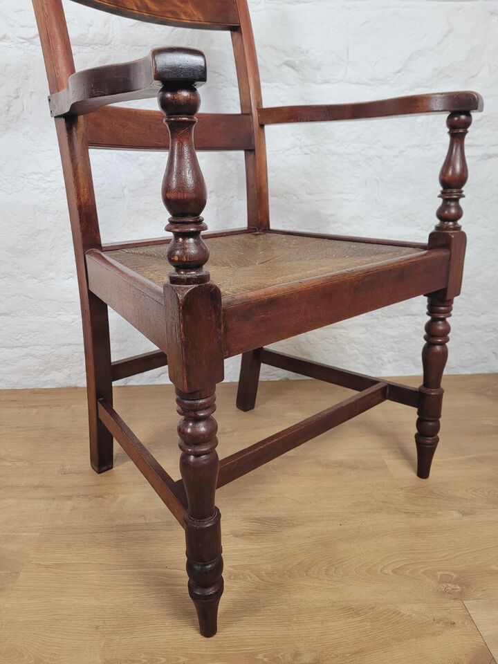 Provincial Regency Armchair 19thC Rush Seat Mahogany Postage Available