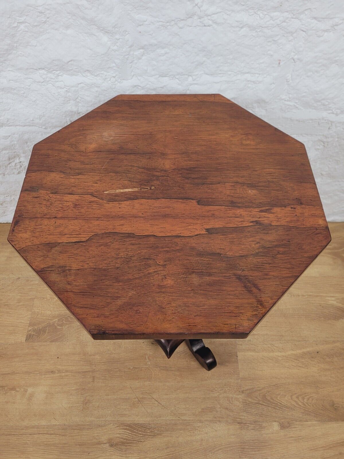 Pedestal Table Octagonal Rosewood Scroll Feet 19th Century Postage Available