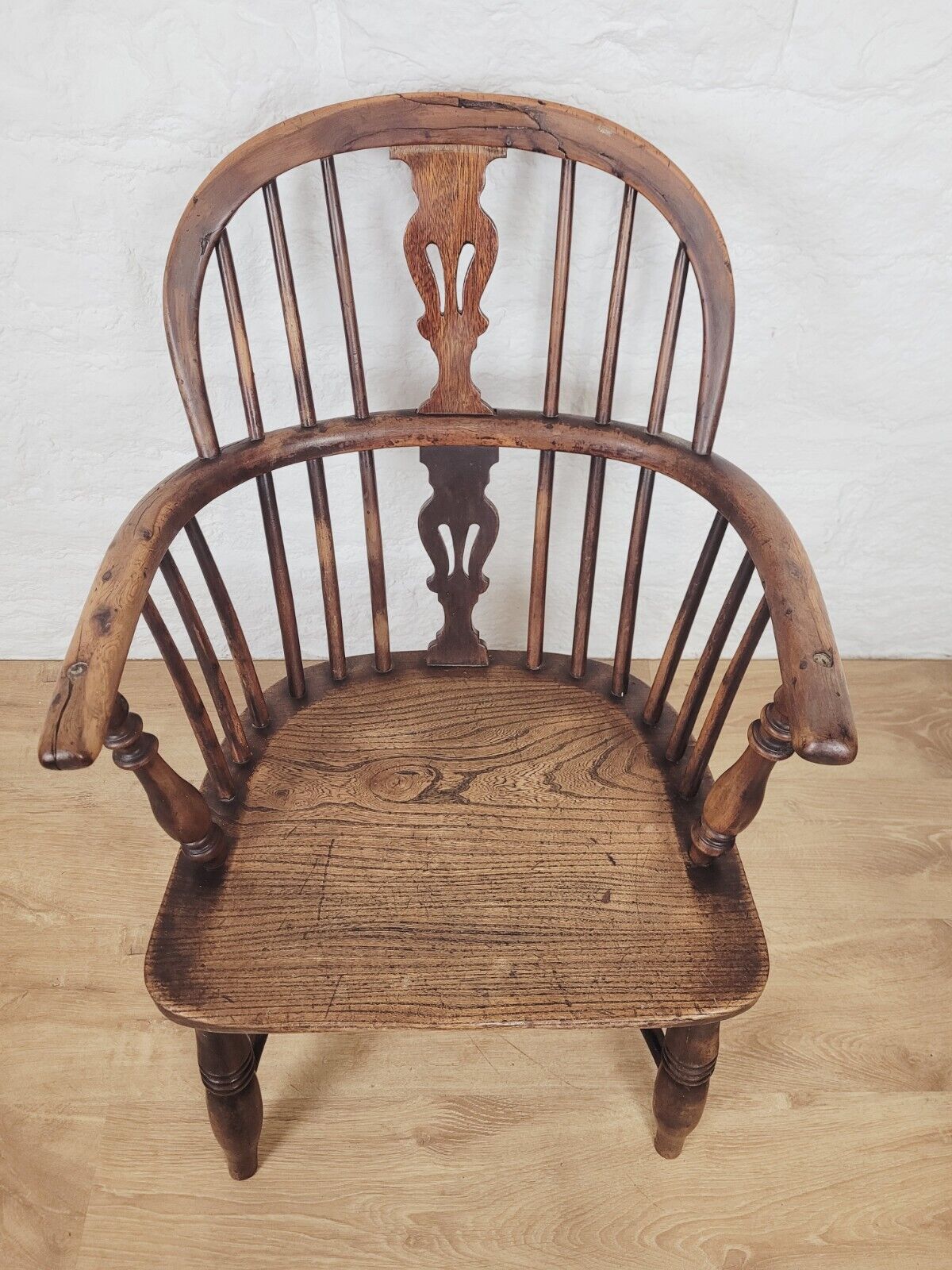 Elm Windsor Armchair Crinoline Splatback Antique 1860s Postage Available