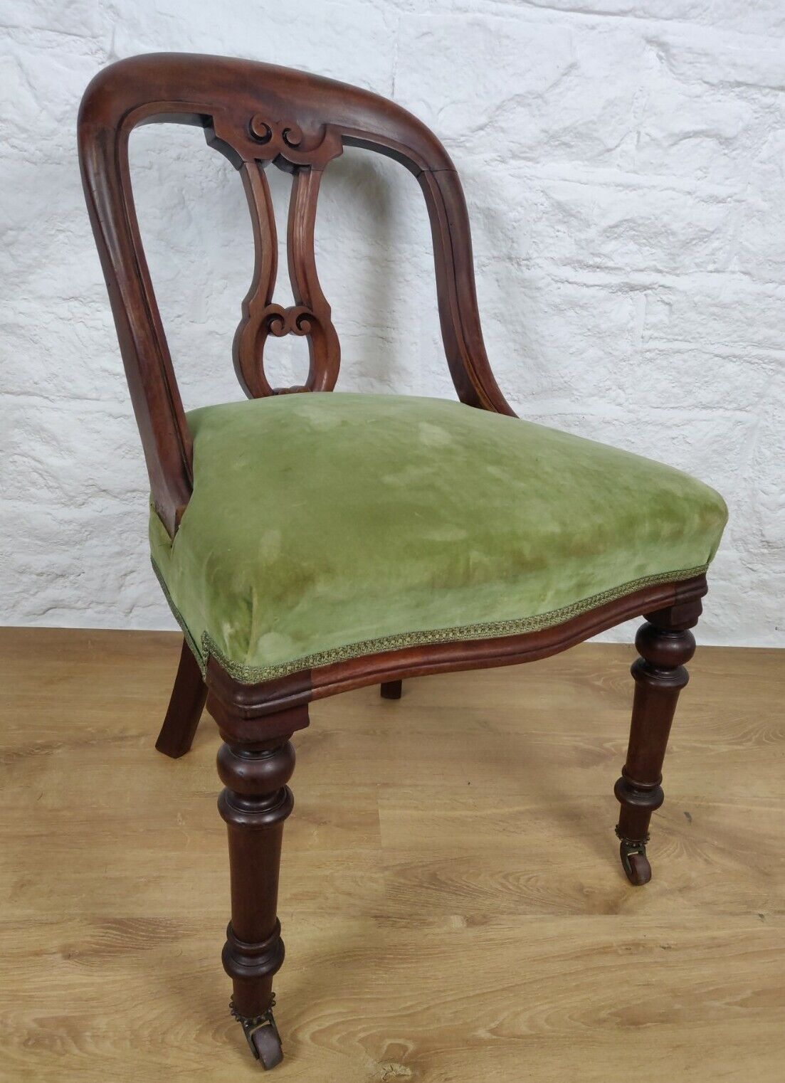 Balloon Back Dining Chair Castors Antique Mahogany Green Postage Available