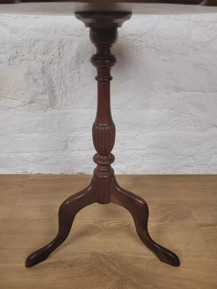 Piecrust Tripod Wine Table Fluted Leg Mahogany Vintage Postage Available